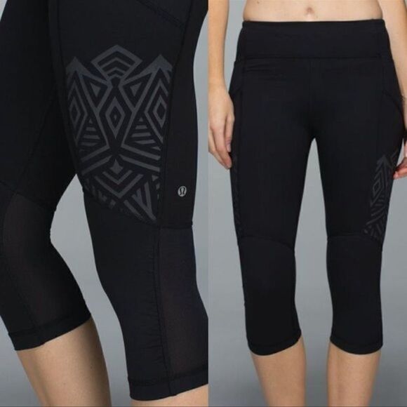 Lululemon Inkwell Reflective Stash It Crop Leggings 4 - Picture 2 of 7